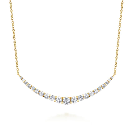 14K Yellow Gold Diamond Bar Necklace