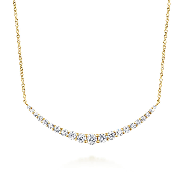 14K Yellow Gold Diamond Bar Necklace - 1.55 ct - Shot 1