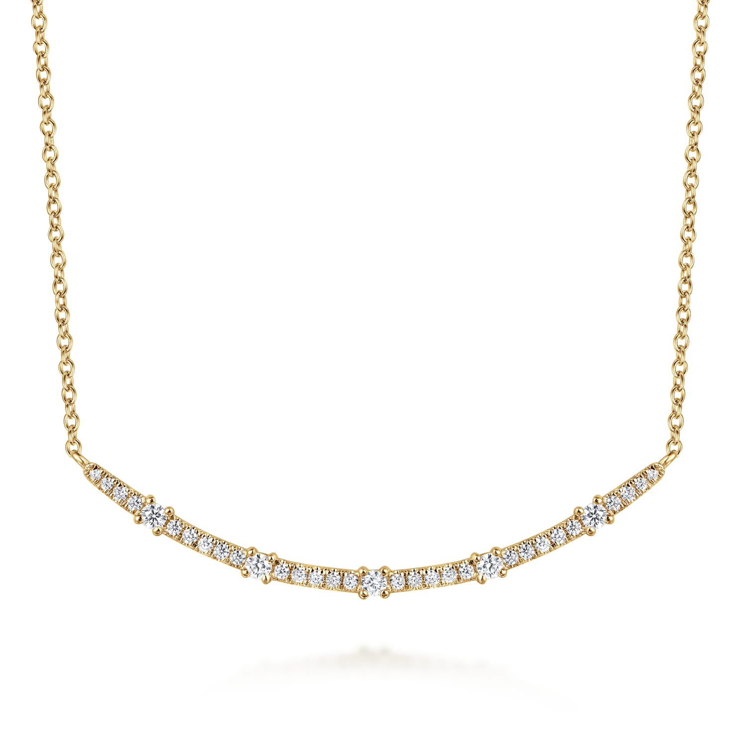 14K Yellow Gold Diamond Bar Necklace - 0.31 ct - Shot 1