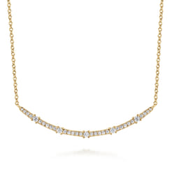 14K Yellow Gold Diamond Bar Necklace