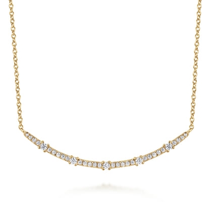14K Yellow Gold Diamond Bar Necklace