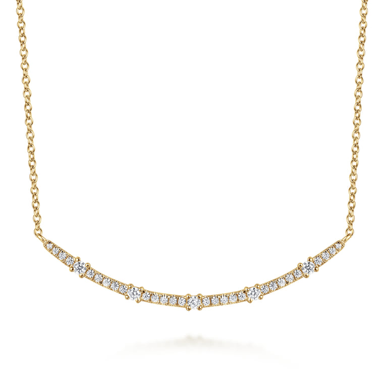 14K Yellow Gold Diamond Bar Necklace - 0.31 ct - Shot 1
