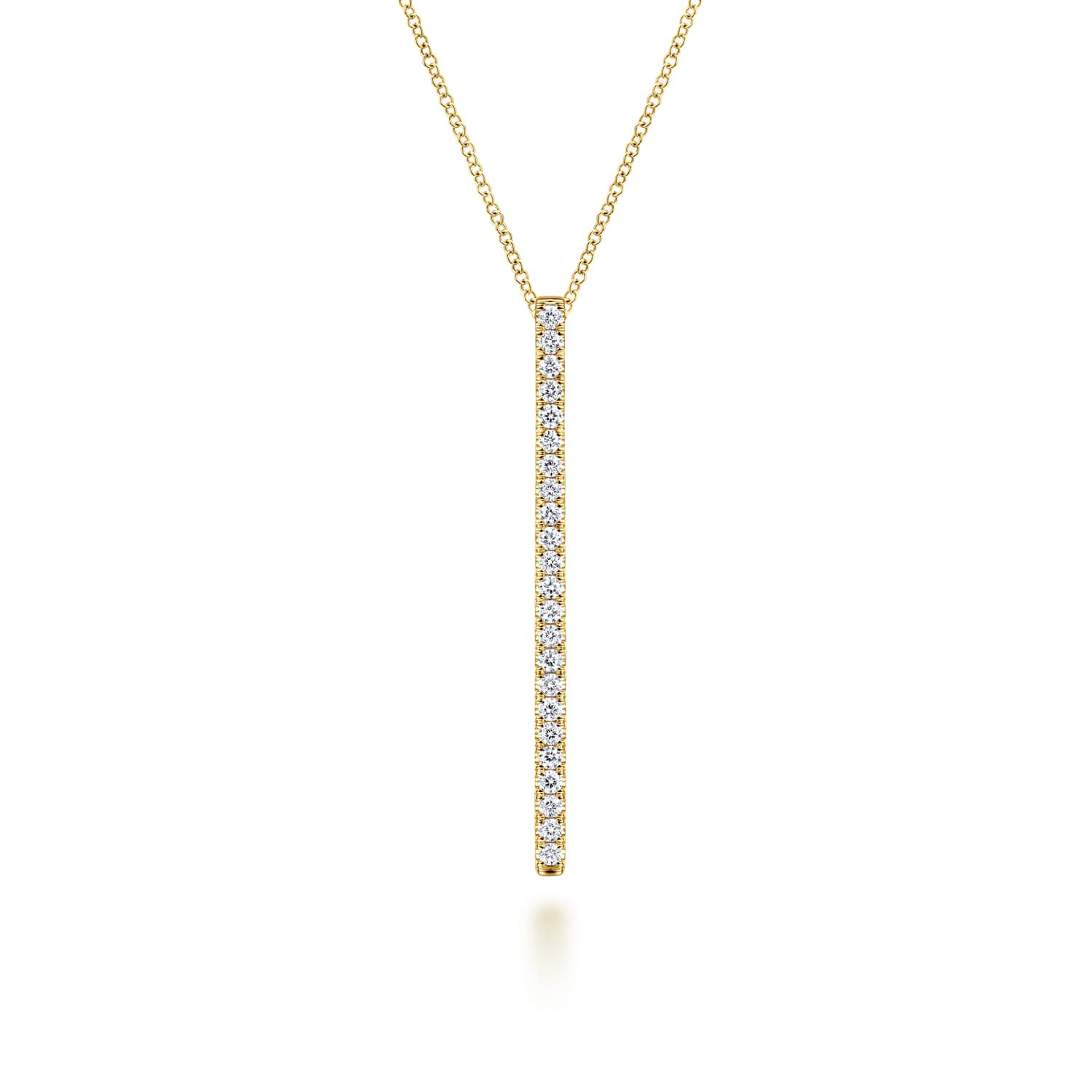 14K Yellow Gold Diamond Bar Pendant Necklace - 0.51 ct - Shot 1