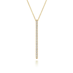 14K Yellow Gold Diamond Bar Pendant Necklace