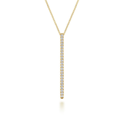 14K Yellow Gold Diamond Bar Pendant Necklace