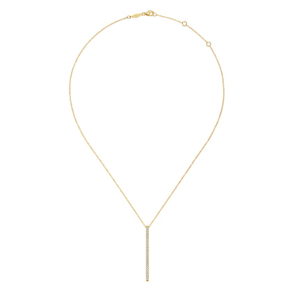 14K Yellow Gold Diamond Bar Pendant Necklace