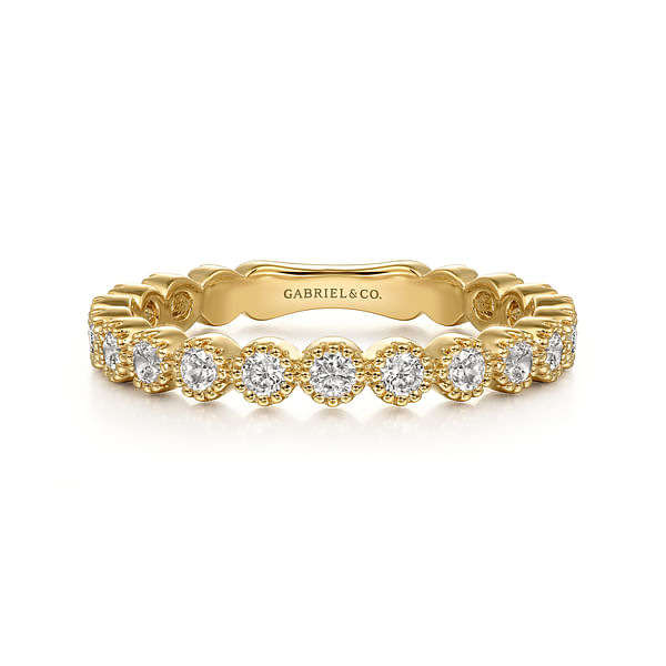 14K Yellow Gold Diamond Bezel Setting Stackable Ladies Ring @ $1775 ...