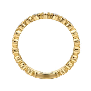 14K Yellow Gold Diamond Bezel Setting Stackable Ladies Ring