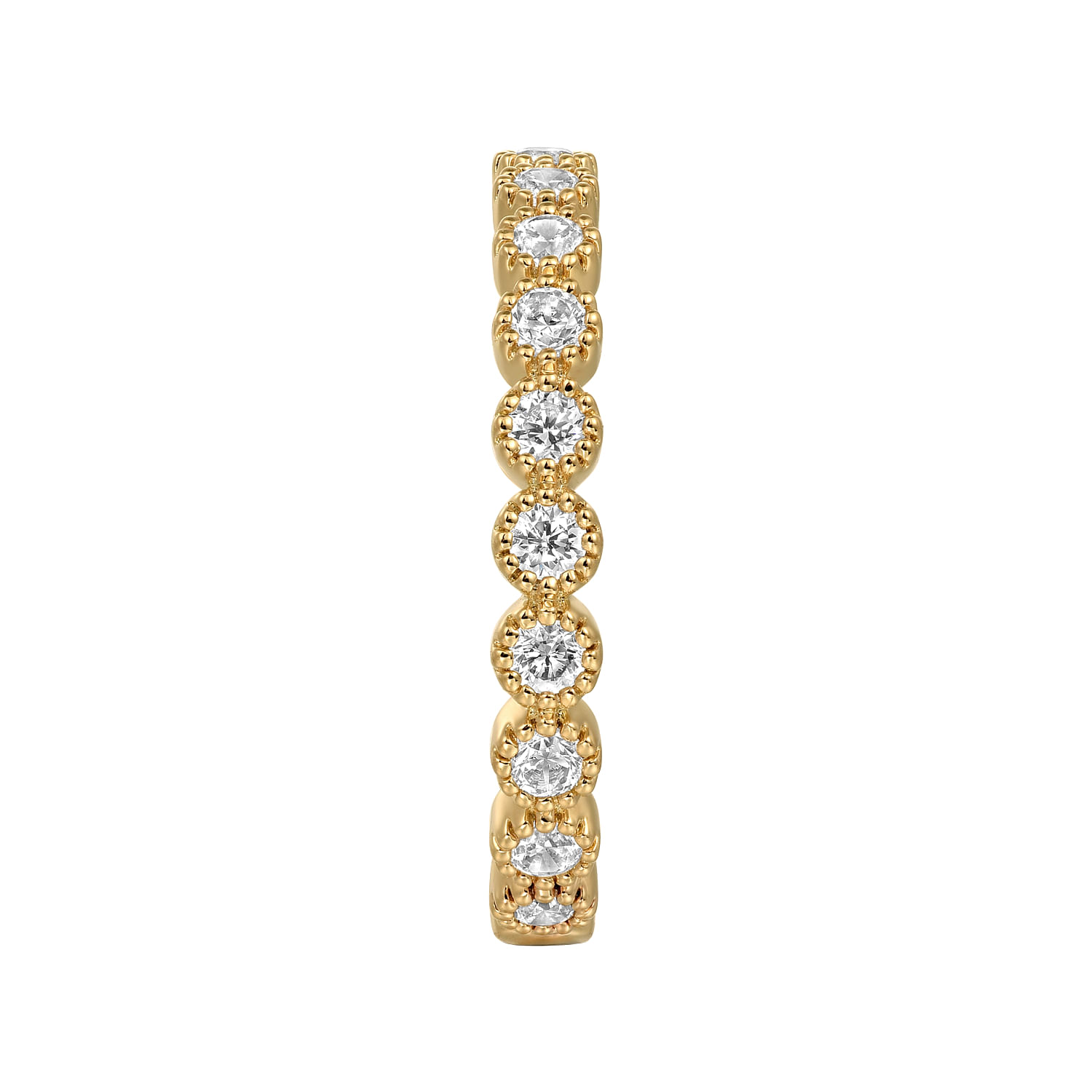 14K Yellow Gold Diamond Bezel Setting Stackable Ladies Ring - 0.55 ct - Shot 4