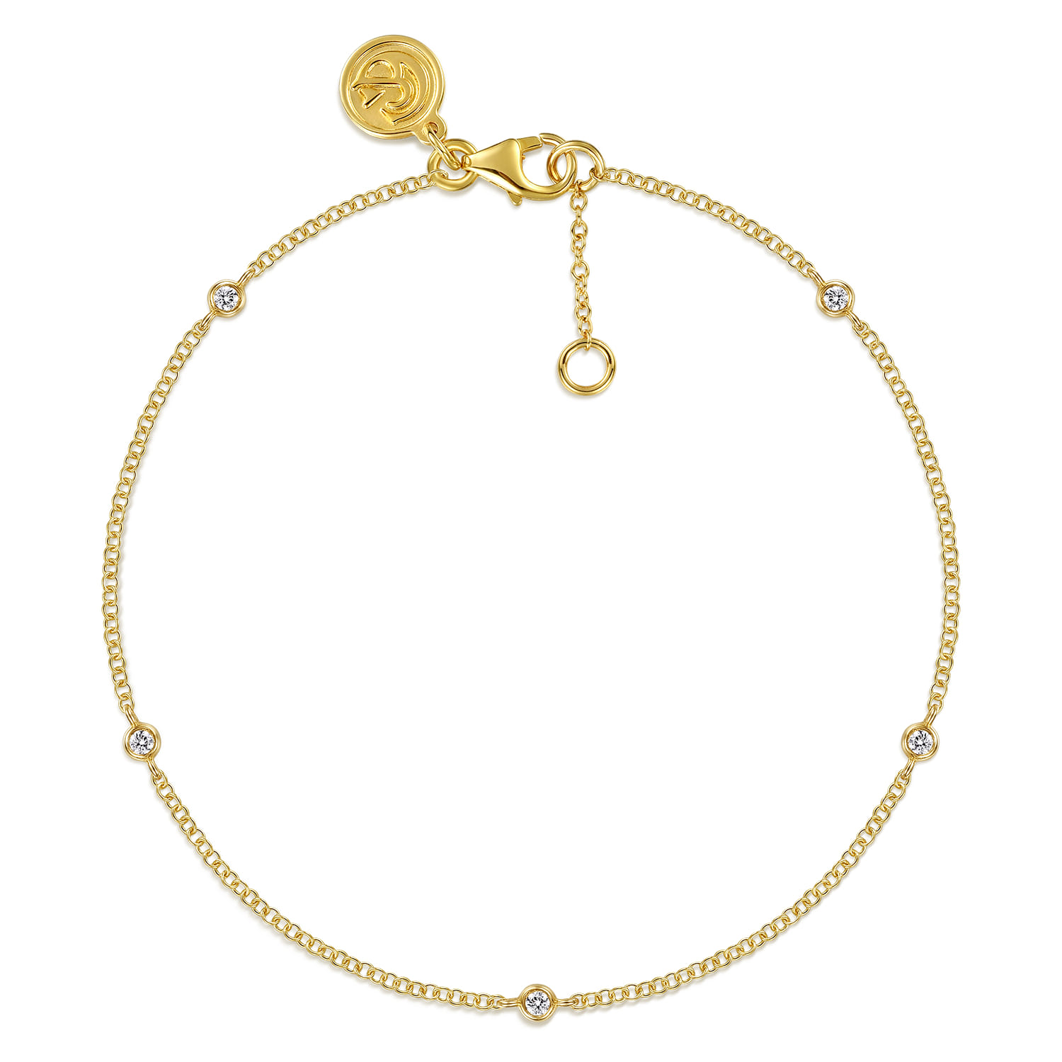 14K Yellow Gold Diamond Bezel Station Bracelet