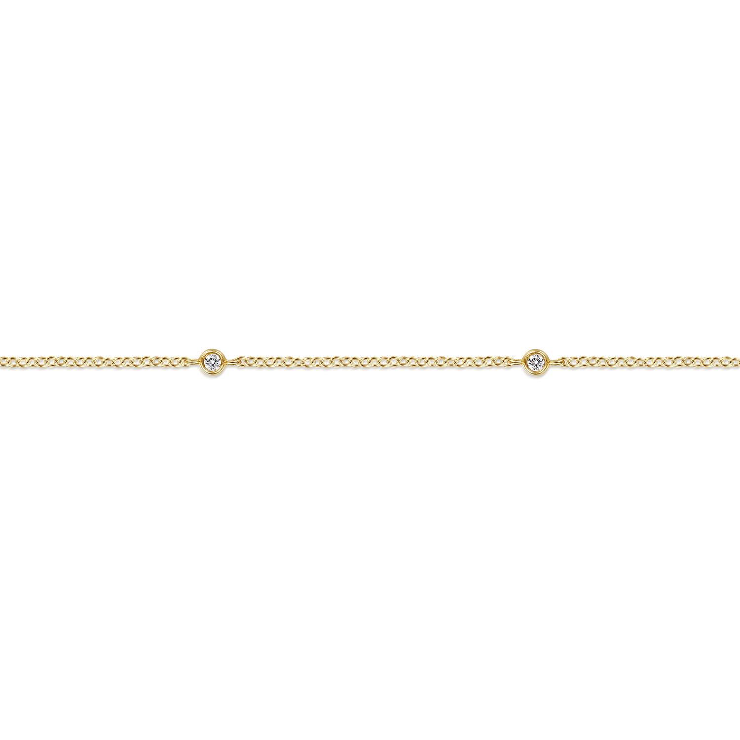 14K Yellow Gold Diamond Bezel Station Bracelet