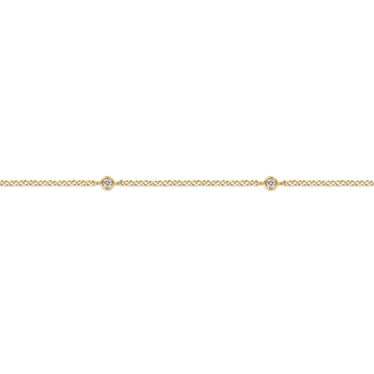 14K Yellow Gold Diamond Bezel Station Bracelet