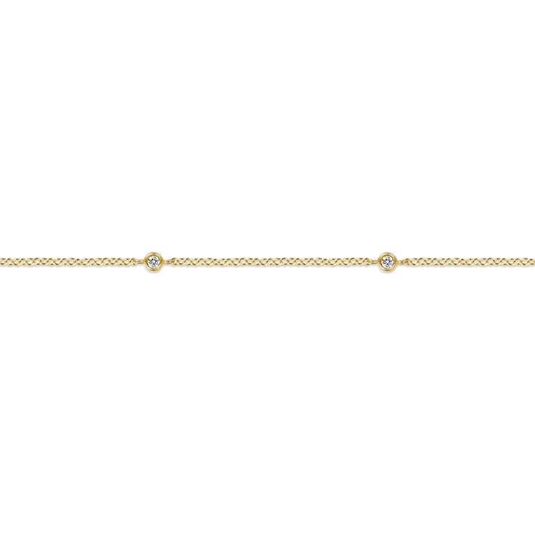 14K Yellow Gold Diamond Bezel Station Bracelet - 0.07 ct - Shot 2