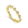 14K Yellow Gold Diamond Bezel Station Diamond Stackable Ring - 0.4 ct
