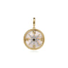 14K Yellow Gold Diamond  Blue Sapphire 24mm Compass Medallion Pendant With Detachable Bail - 0.15 ct