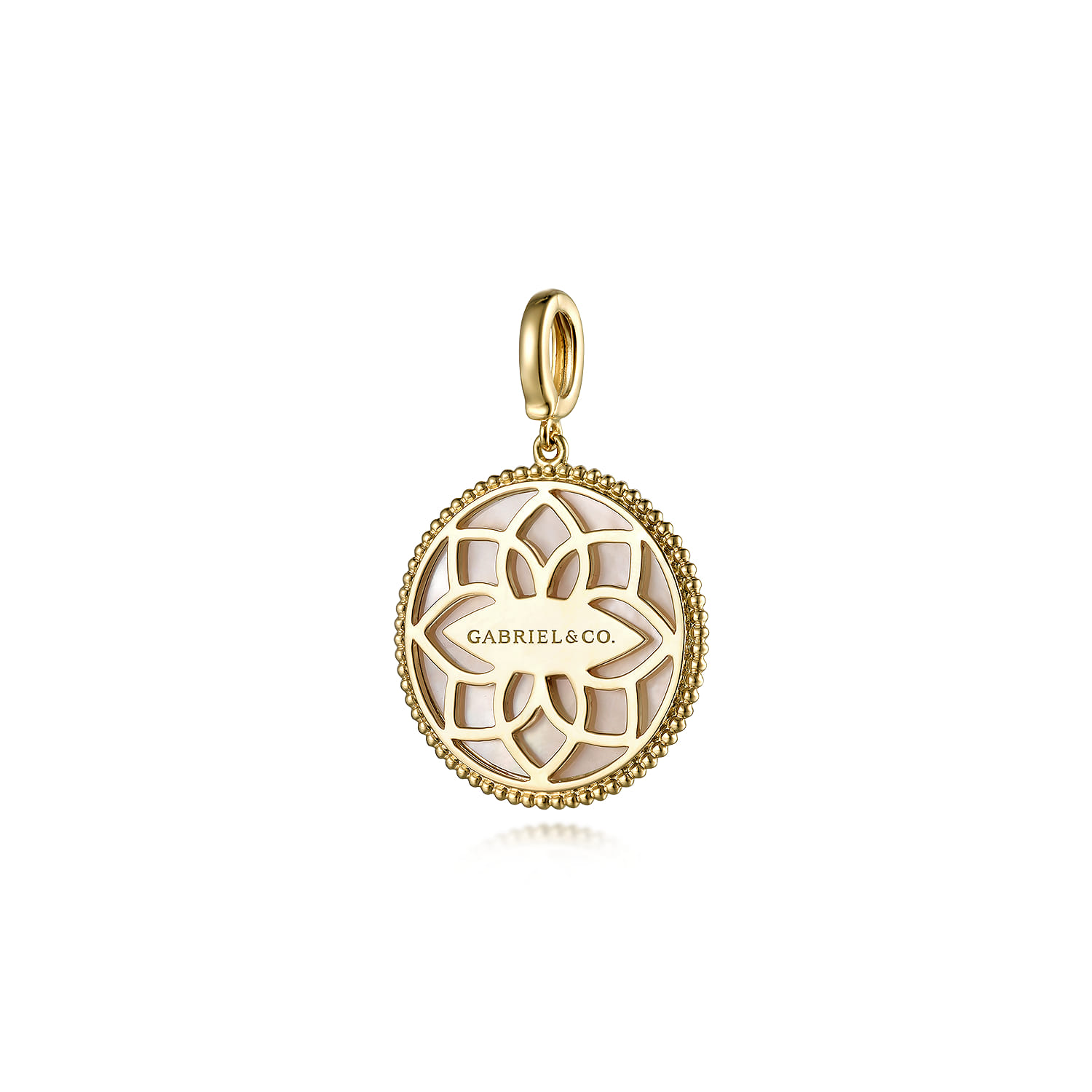 14K Yellow Gold Diamond  Blue Sapphire 24mm Compass Medallion Pendant With Detachable Bail - 0.15 ct - Shot 2