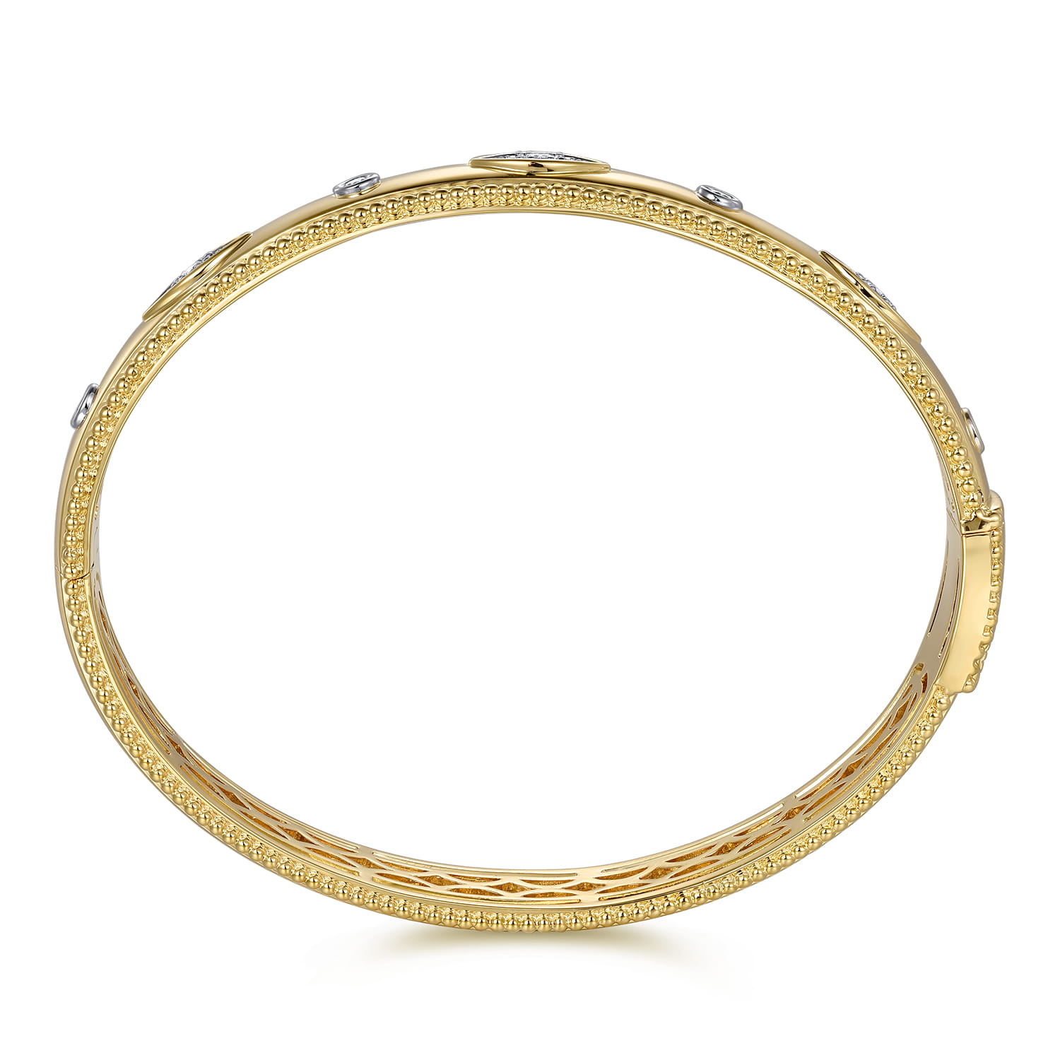 14K Yellow Gold Diamond Bujukan Bangle