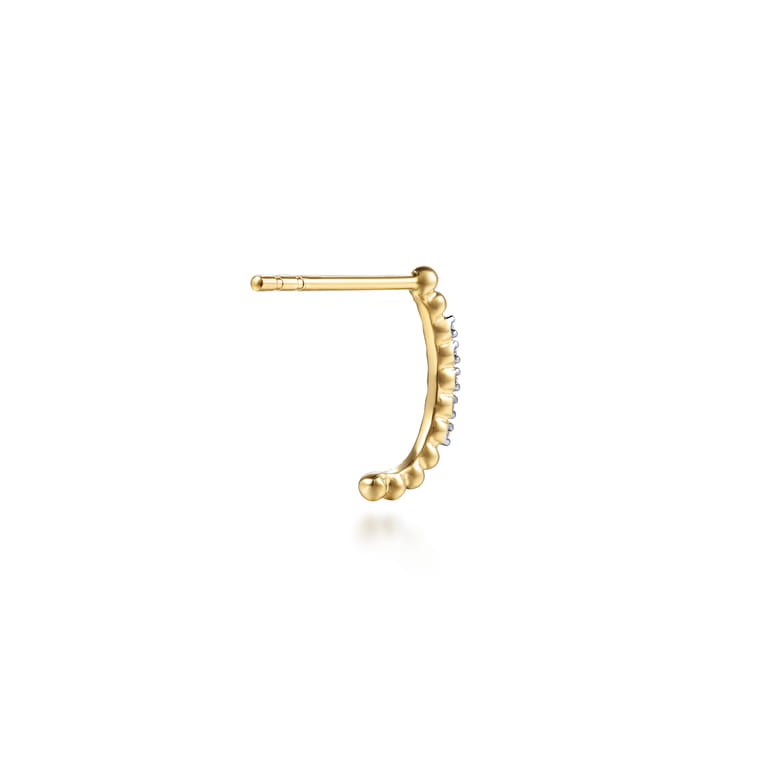 14K Yellow Gold Diamond Bujukan Butter Cup J Hoop Earrings - 0.04 ct - Shot 2