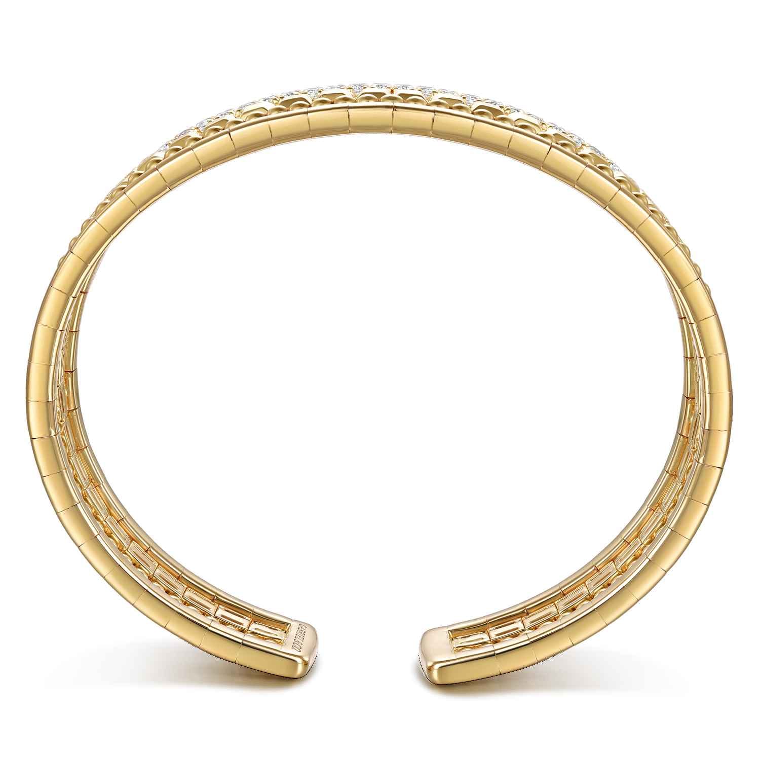 14K Yellow Gold Diamond Bujukan Easy Stackable Bangle - 1.05 ct - Shot 3
