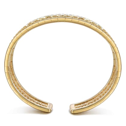 14K Yellow Gold Diamond Bujukan Easy Stackable Bangle