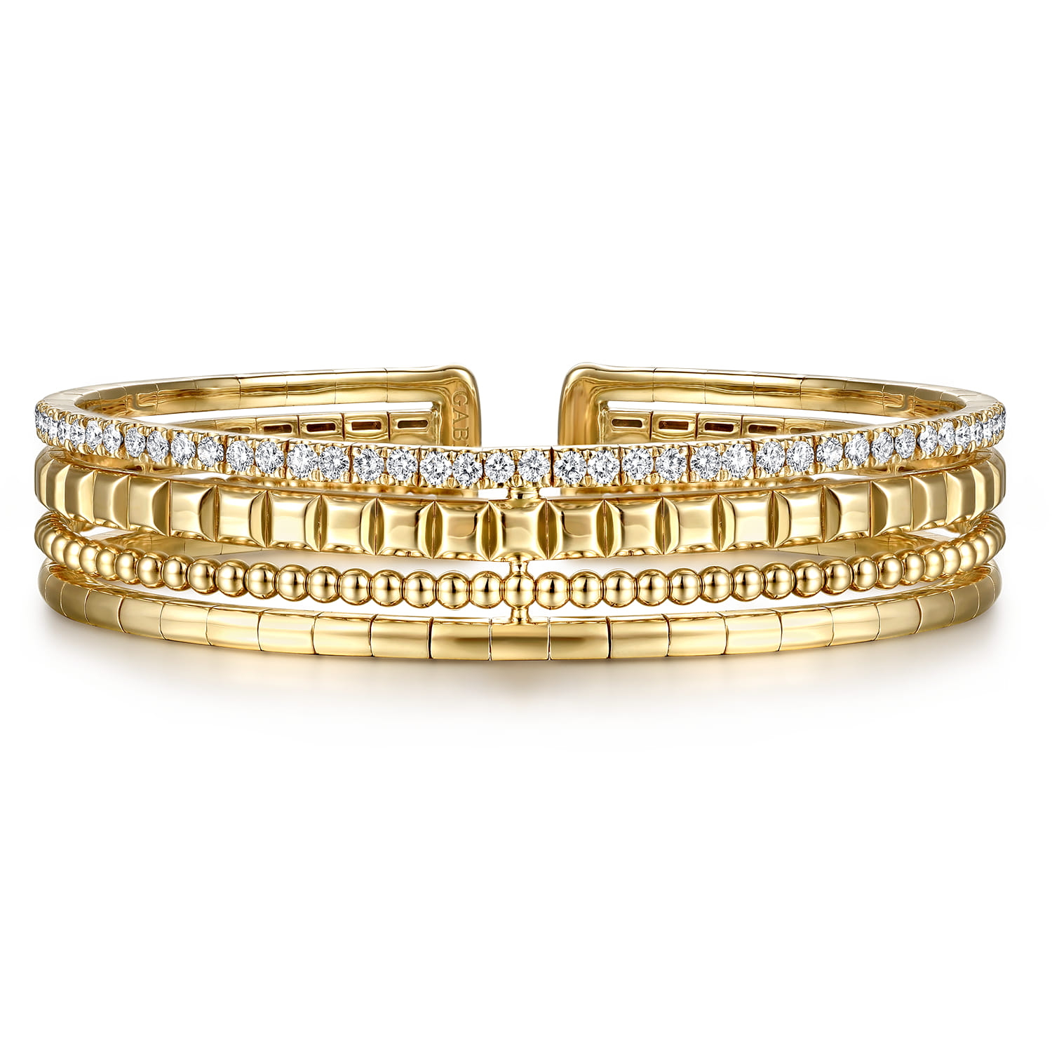 14K Yellow Gold Diamond Bujukan Easy Stackable Bangle - 1.05 ct - Shot 1