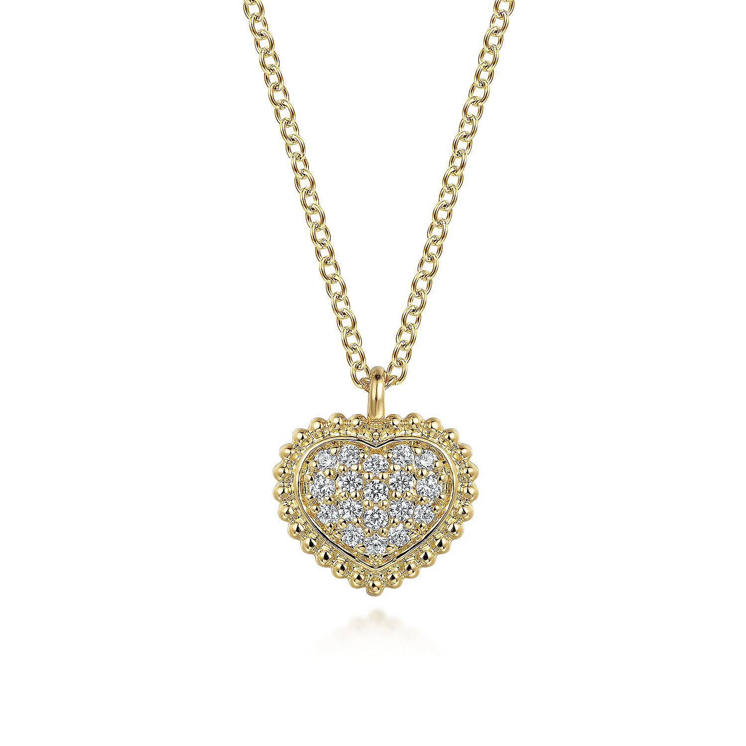 14K Yellow Gold Diamond Bujukan Heart Necklace