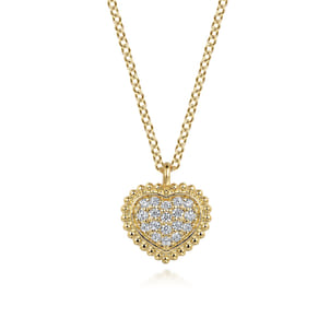14K Yellow Gold Diamond Bujukan Heart Necklace