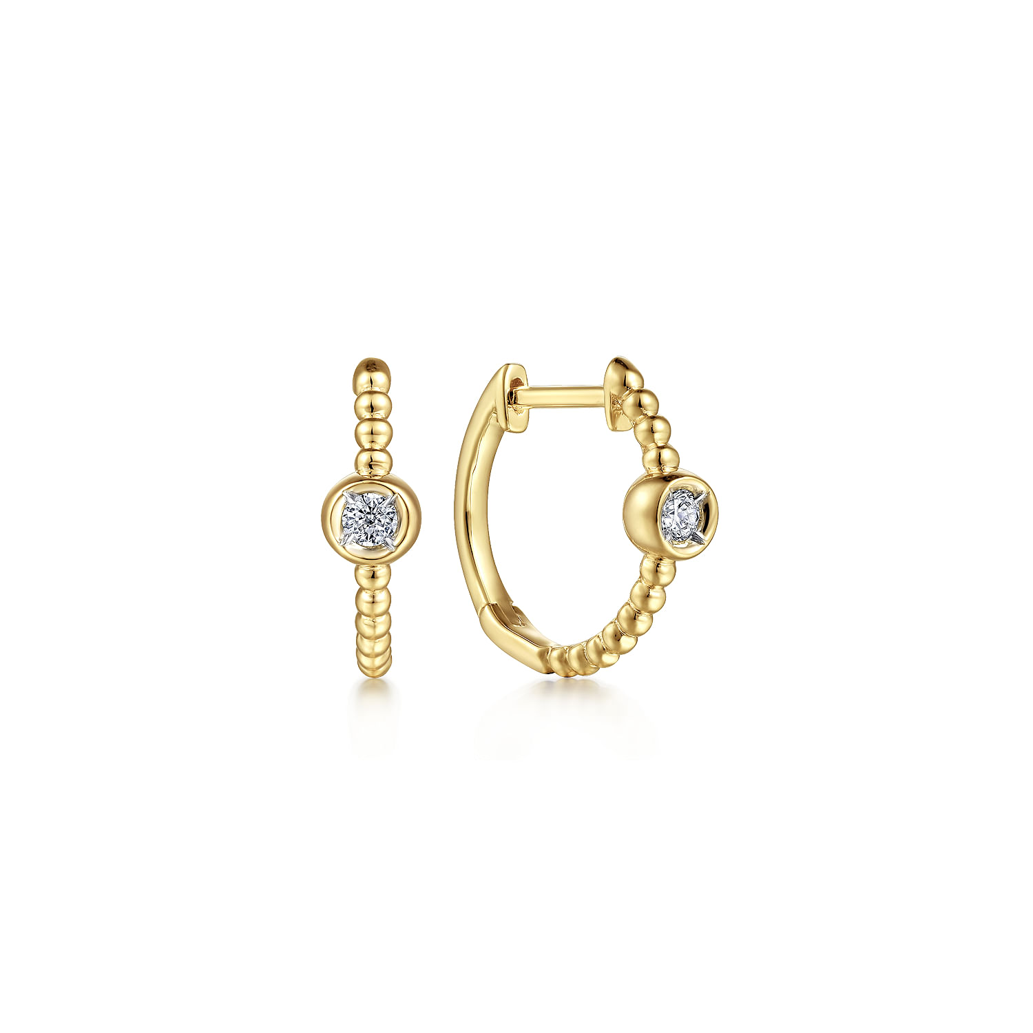 14K Yellow Gold Diamond Bujukan Huggie Earrings