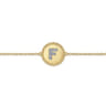 14K Yellow Gold Diamond Bujukan Initial F Tennis Bracelet in Size 7inch W Brush - 0.04 ct