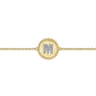 14K Yellow Gold Diamond Bujukan Initial M Tennis Bracelet in Size 7inch W Brush - 0.07 ct