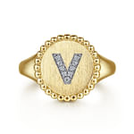 14K-Yellow-Gold-Diamond-Bujukan-Initial-V-Signet-Ring1