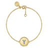 14K Yellow Gold Diamond Bujukan Initial Y Tennis Bracelet in Size 7inch W Brush - 0.03 ct