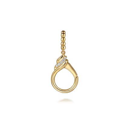 14K Yellow Gold Diamond Bujukan Lock Charms With Detachable Bail