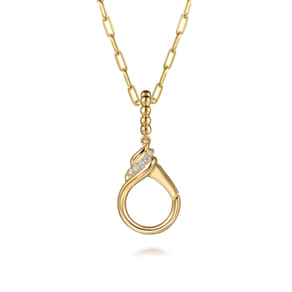 14K Yellow Gold Diamond Bujukan Lock Charms With Detachable Bail