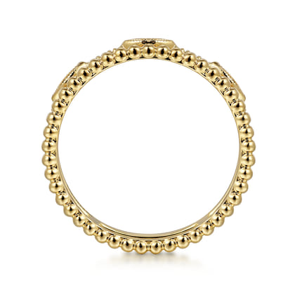 14K Yellow Gold Diamond Bujukan Marquis Shape Easy Stackable Ring