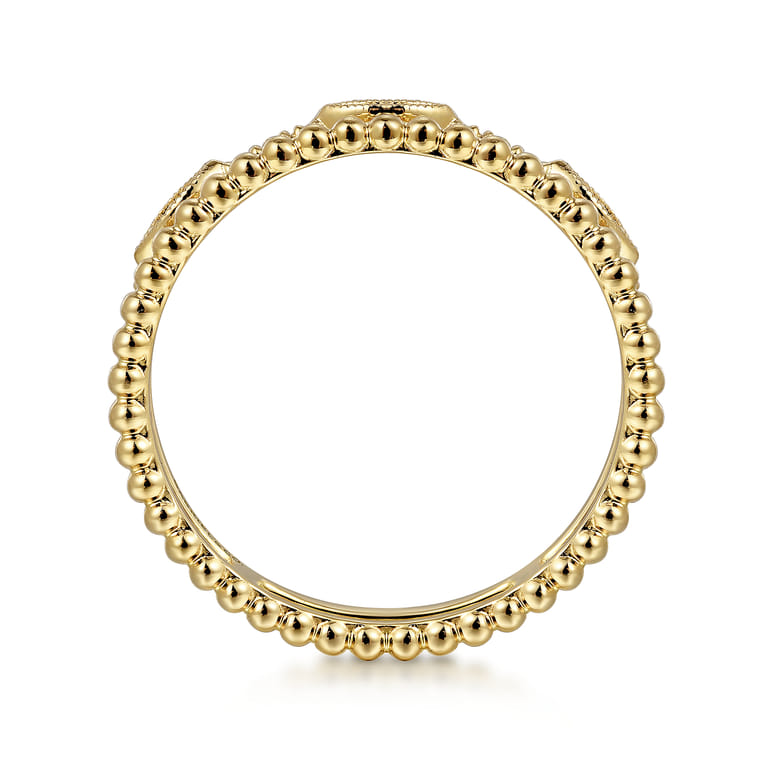 14K Yellow Gold Diamond Bujukan Marquis Shape Easy Stackable Ring - 0.03 ct - Shot 2