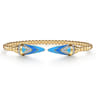 14K Yellow Gold Diamond Bujukan Spike Bangle Bracelet with Dusk Blue and White Enamel - 0.19 ct