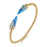 14K Yellow Gold Diamond Bujukan Spike Bangle Bracelet with Dusk Blue and White Enamel - 0.19 ct
