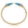 14K Yellow Gold Diamond Bujukan Spike Bangle Bracelet with Dusk Blue and White Enamel - 0.19 ct