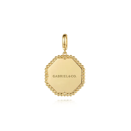 14K Yellow Gold Diamond Bujukan Starburst Hexagon Medallion Pendant With Detachable Bail