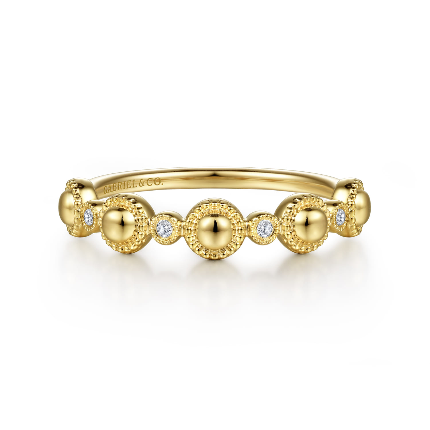 14K Yellow Gold Diamond Bujukan Station Stackable Ring - 0.06 ct - Shot 1