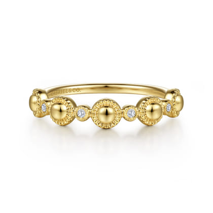 14K Yellow Gold Diamond Bujukan Station Stackable Ring