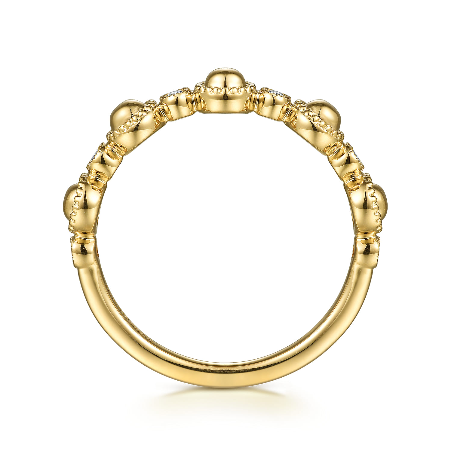 14K Yellow Gold Diamond Bujukan Station Stackable Ring - 0.06 ct - Shot 2