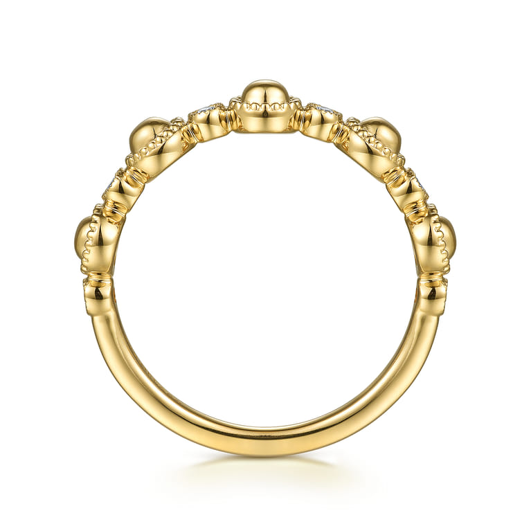 14K Yellow Gold Diamond Bujukan Station Stackable Ring - 0.06 ct - Shot 2