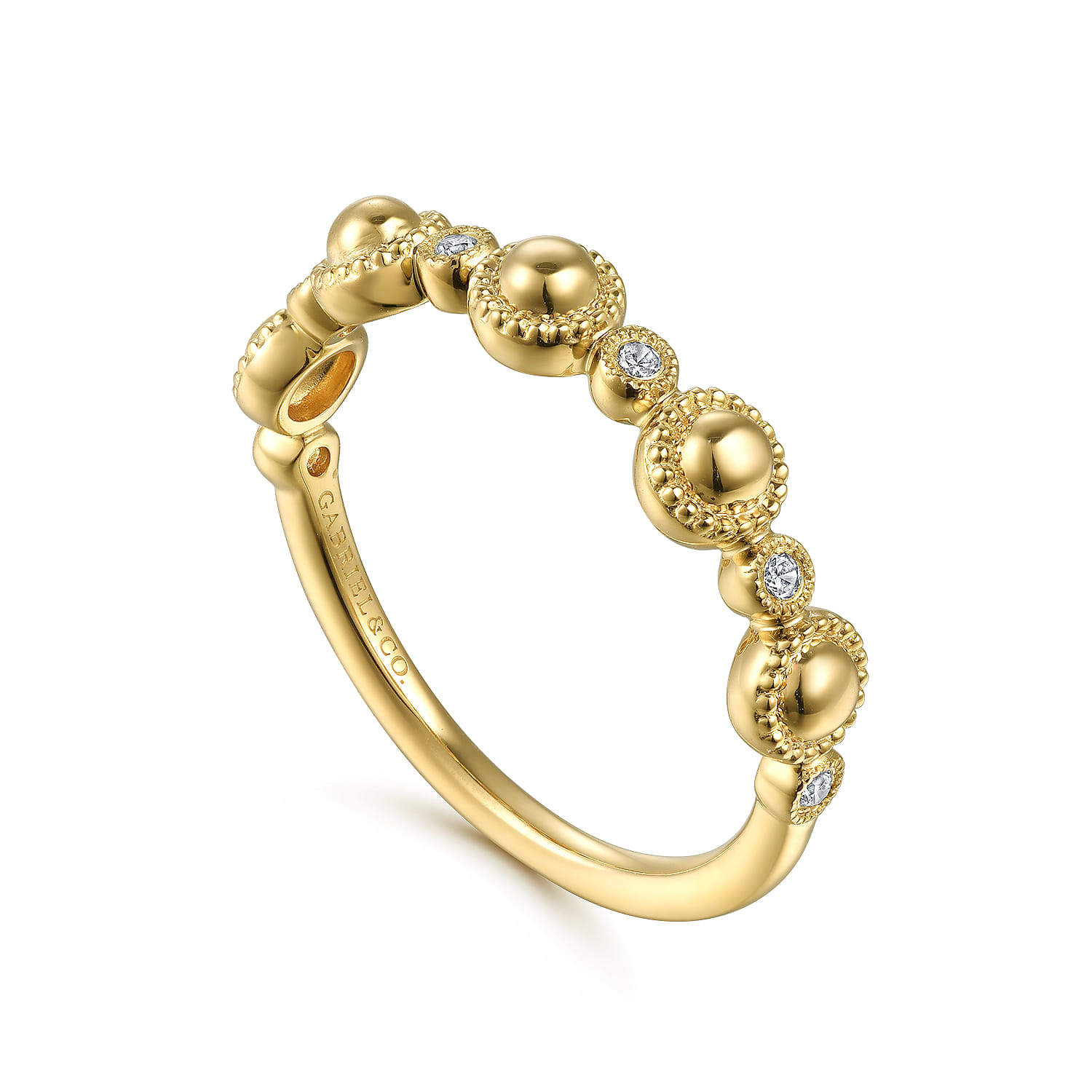 14K Yellow Gold Diamond Bujukan Station Stackable Ring - 0.06 ct - Shot 3