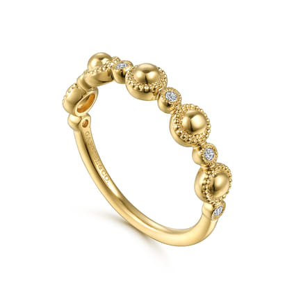 14K Yellow Gold Diamond Bujukan Station Stackable Ring