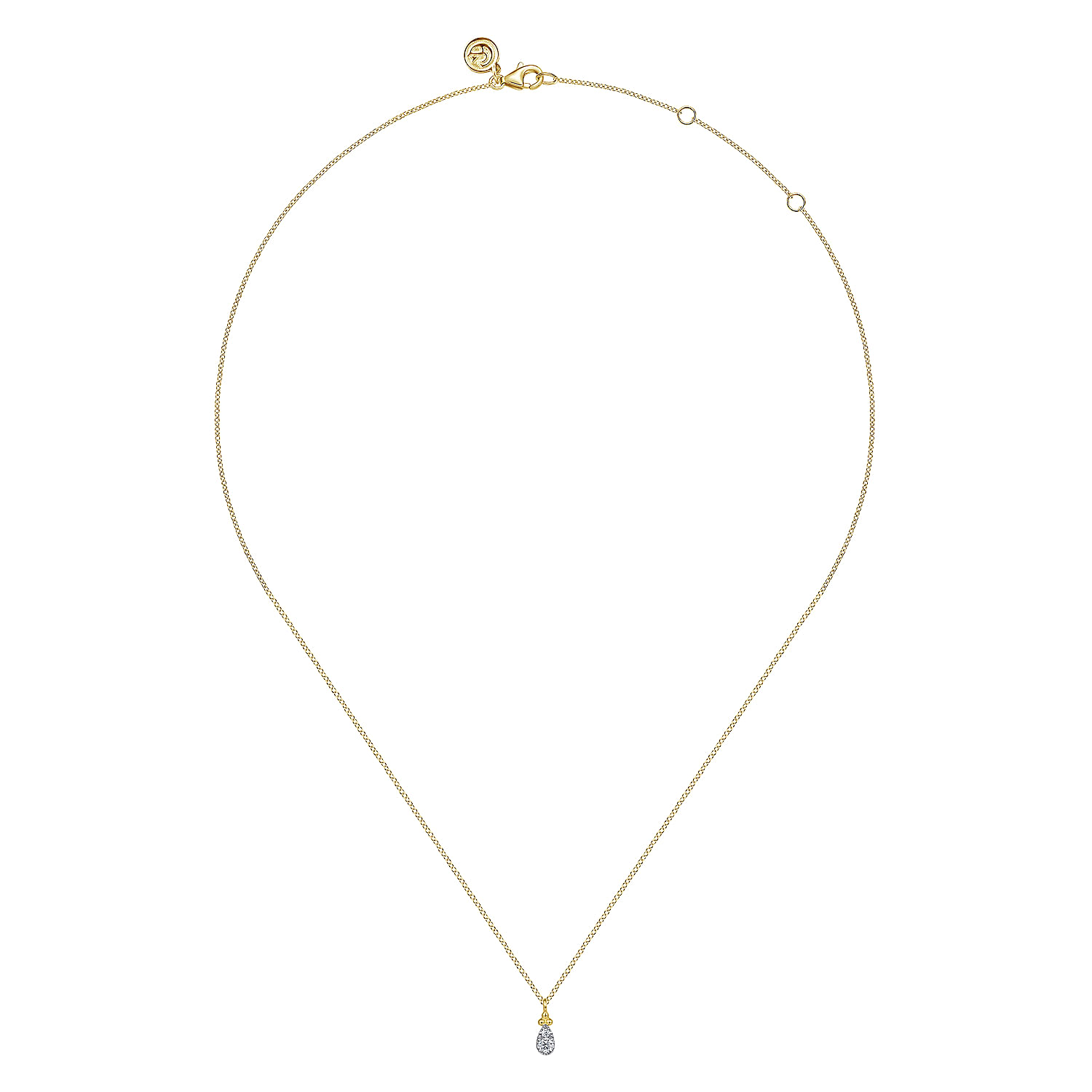 14K Yellow Gold Diamond Bujukan Teardrop Pendant Necklace