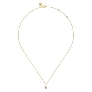 14K Yellow Gold Diamond Bujukan Teardrop Pendant Necklace