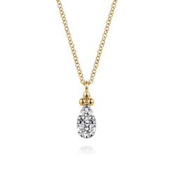 14K Yellow Gold Diamond Bujukan Teardrop Pendant Necklace