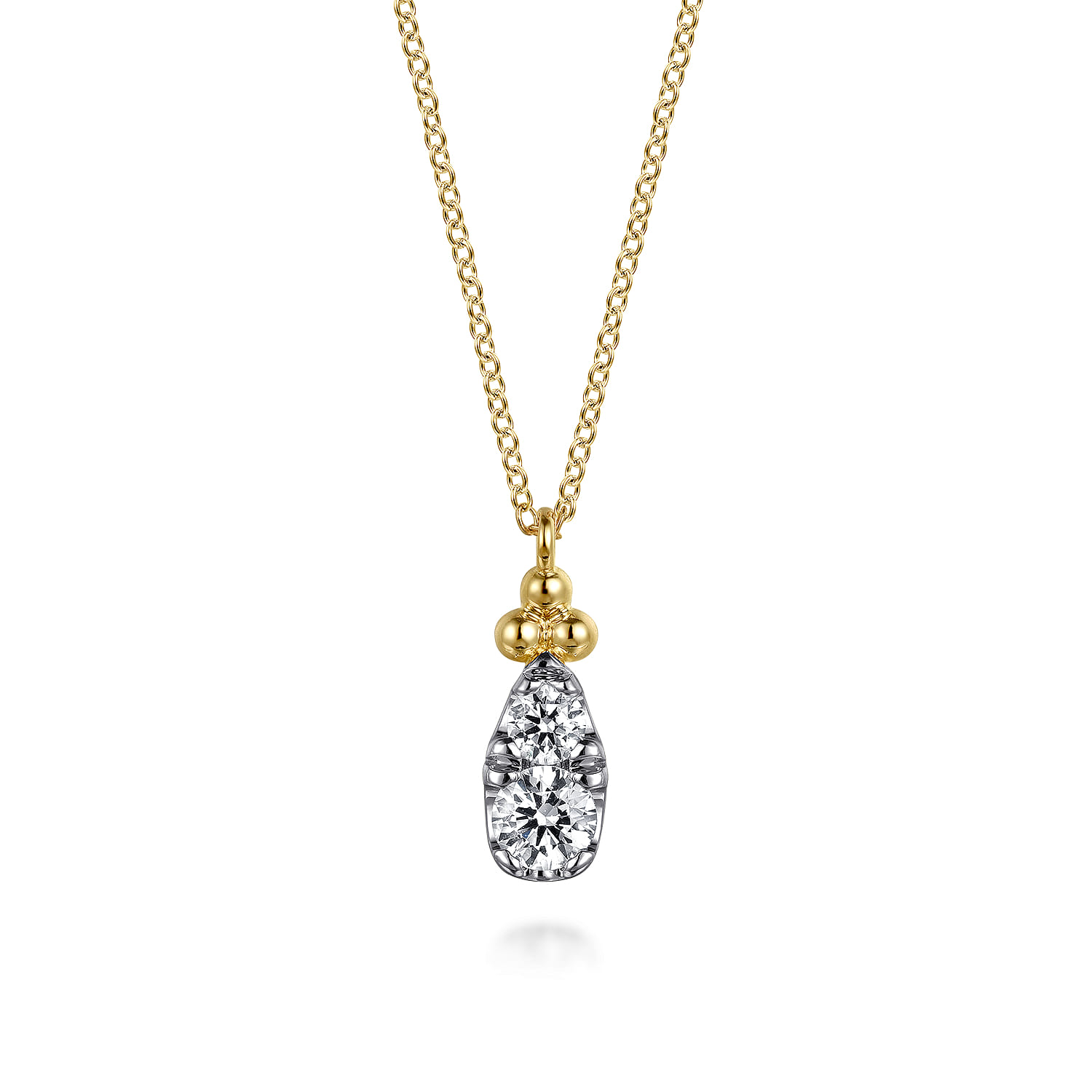 14K Yellow Gold Diamond Bujukan Teardrop Pendant Necklace - 0.5 ct - Shot 1